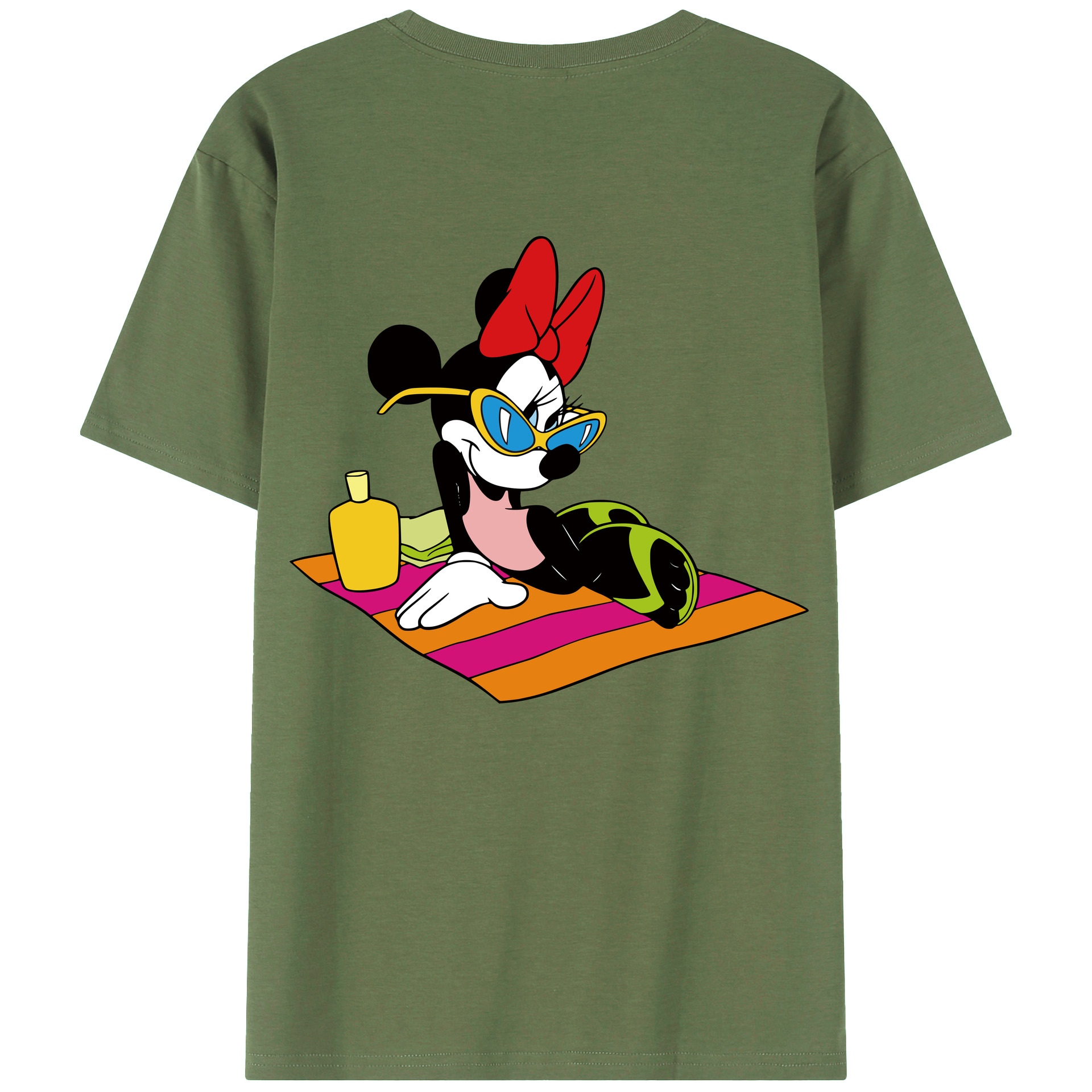 ミッキーマウス Mickey Mouse 綿100％ メンズ半袖Tシャツ（バックプリント） 通気性
